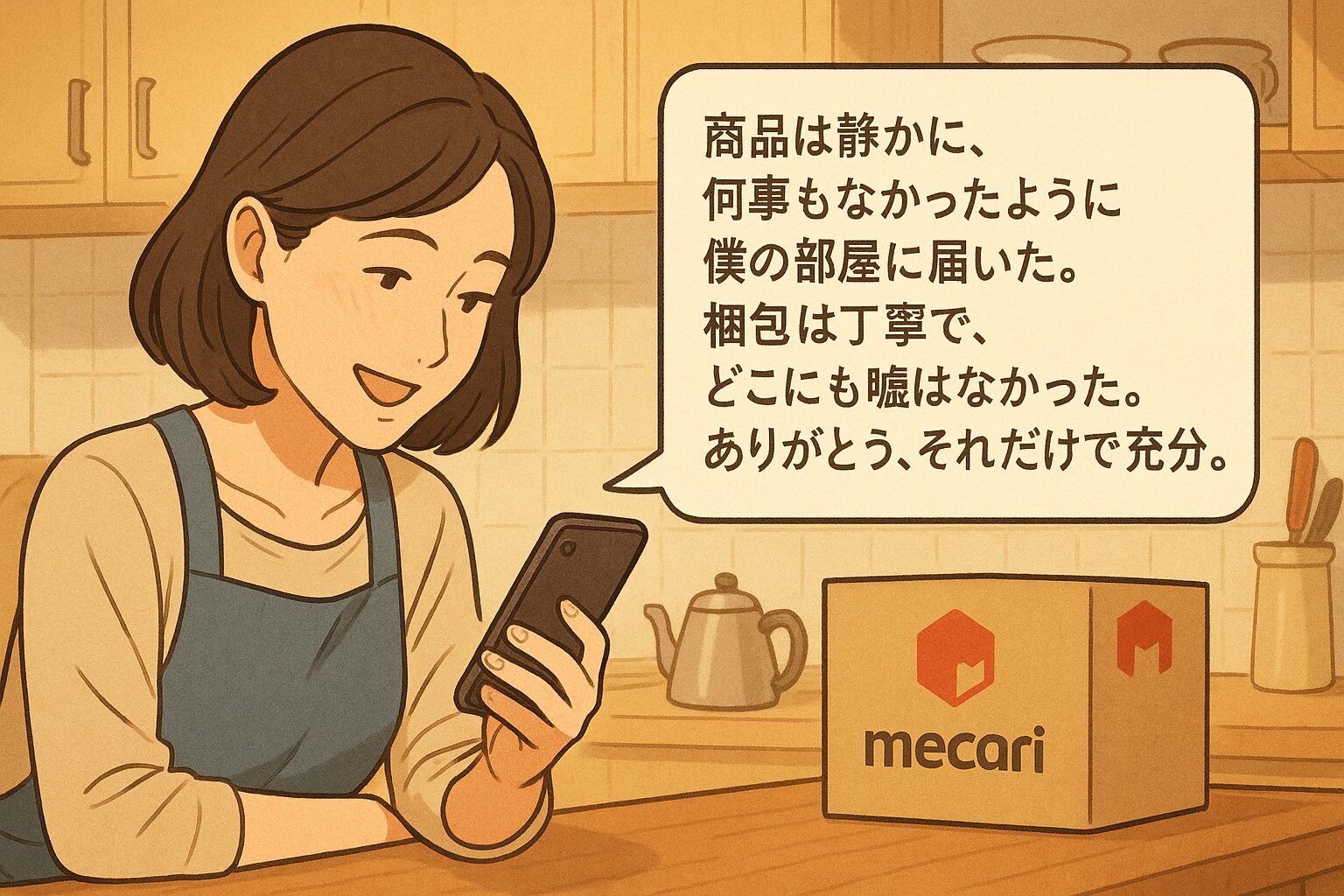とてもいい品物です夜は明かりも付きます mercari-kusetsuyo-message.jpg